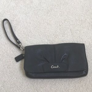 Black Coach leather wristlet